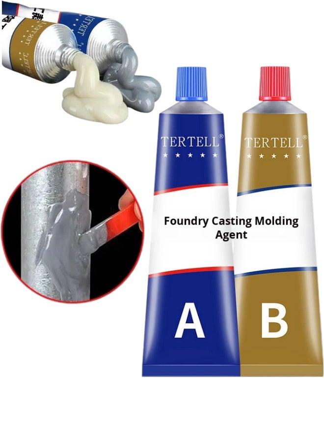 TERTELL 50g High Strength AB Epoxy Adhesive Glue by Tertell for Heavy Duty Industrial Repair – Strong Cold Welding Metal Repair Casting Compound for Iron, Steel, Aluminum, Copper, Plastic, Wood, Glass, Ceramic & PVC – Heat Resistant, Cold Resistant, Waterproof & Oil Resistant Leak Sealant for Automotive Radiator, Water Tank, Pipe Crack, Hole & Surface Damage Repair - Image 1